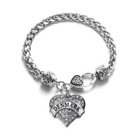 Silver Denmark Pave Heart Charm Braided Bracelet
