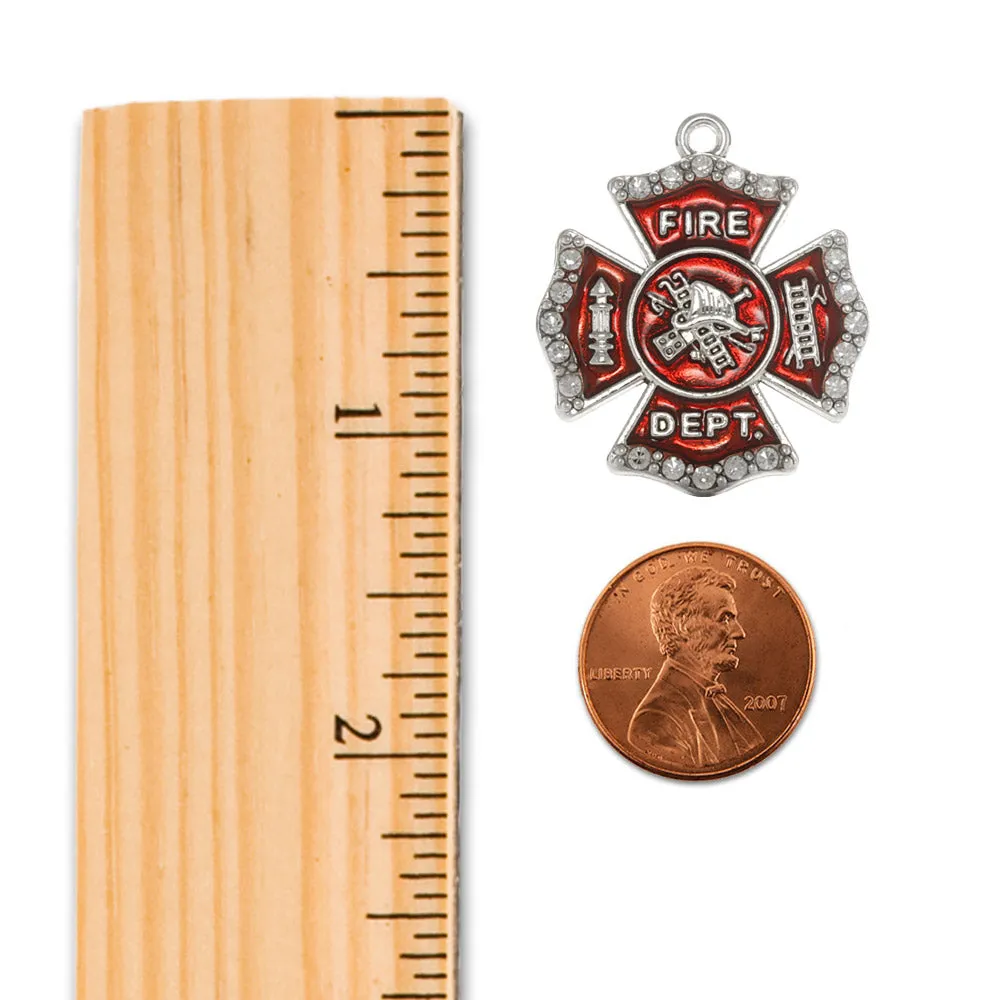 Silver Firefighter Badge Charm Braided Bracelet