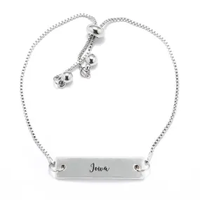 Silver Iowa Adjustable Bar Bracelet