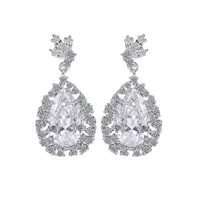 Silver large waterdrop Rhinestone Earring