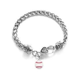 Silver Petite Baseball Charm Braided Bracelet