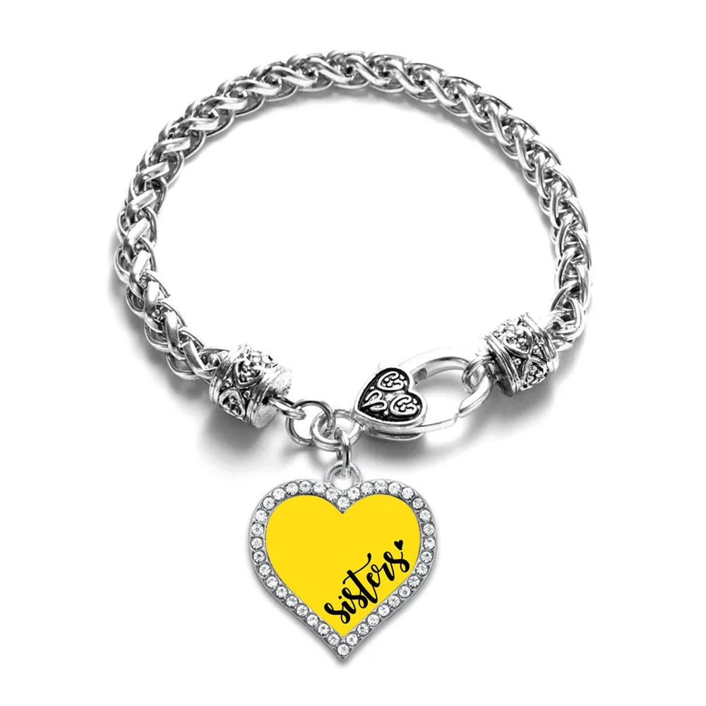 Silver Sisters - Yellow Open Heart Charm Toggle Bracelet