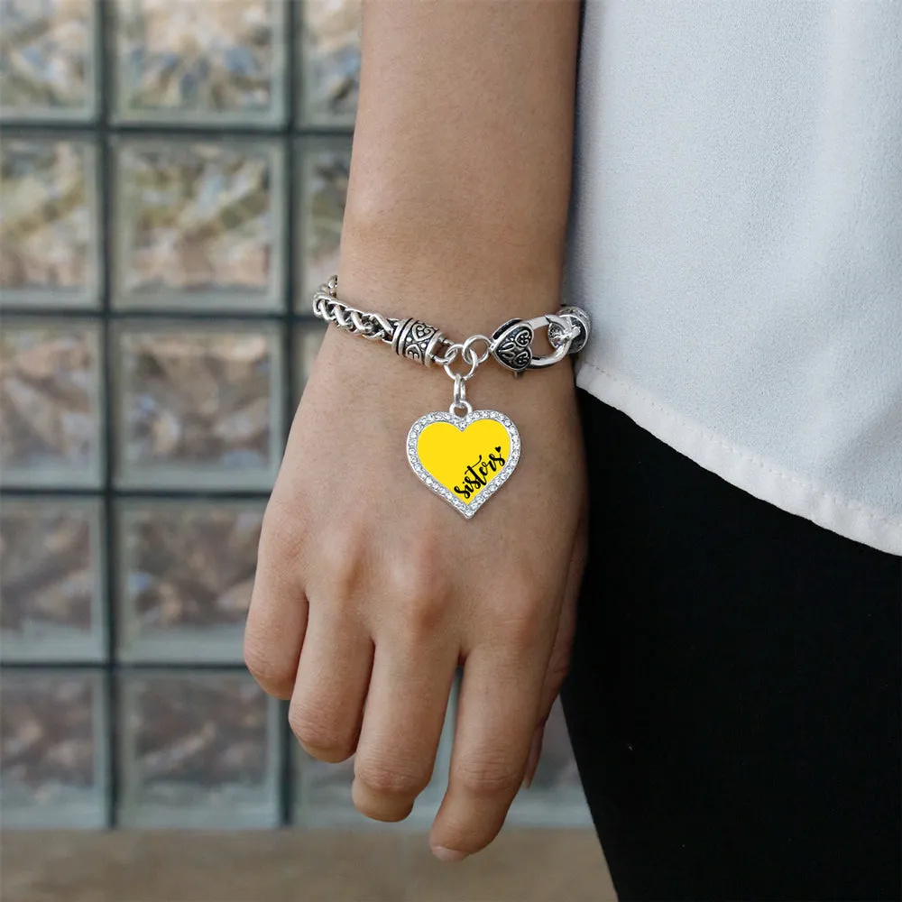 Silver Sisters - Yellow Open Heart Charm Toggle Bracelet