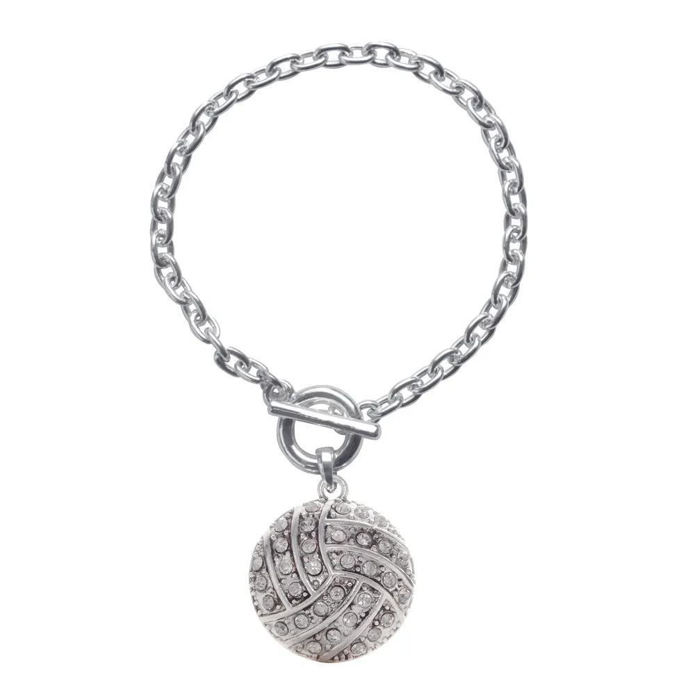 Silver Volleyball Charm Toggle Bracelet