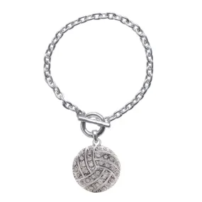 Silver Volleyball Charm Toggle Bracelet