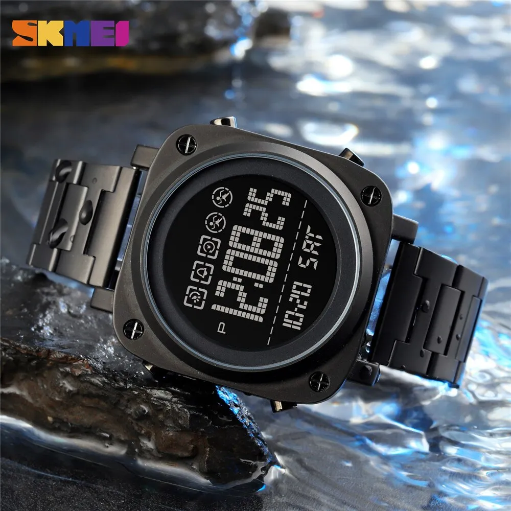 SKMEI 1726 LED Square Watch Mens w/ 30m Waterproof & Luminous