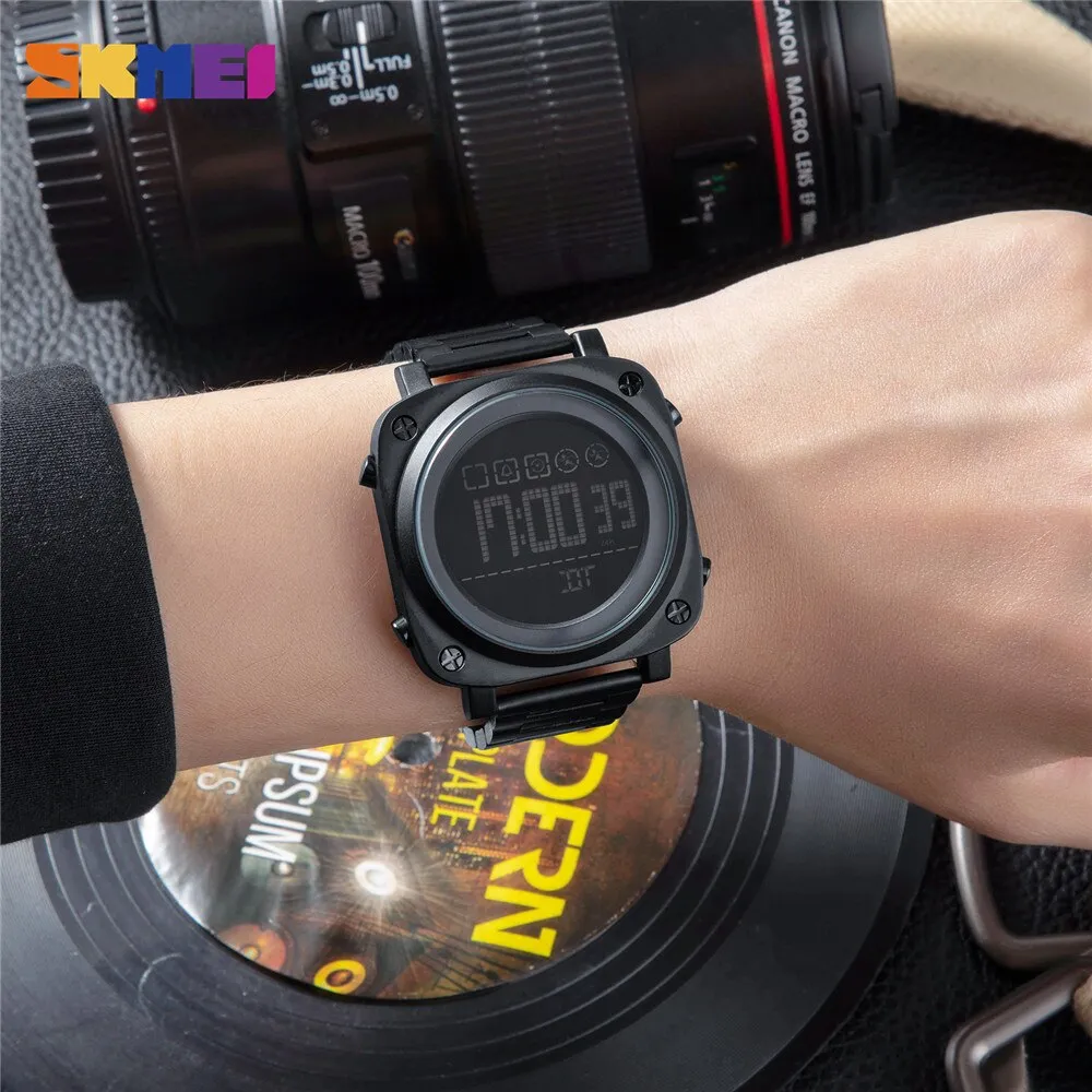SKMEI 1726 LED Square Watch Mens w/ 30m Waterproof & Luminous