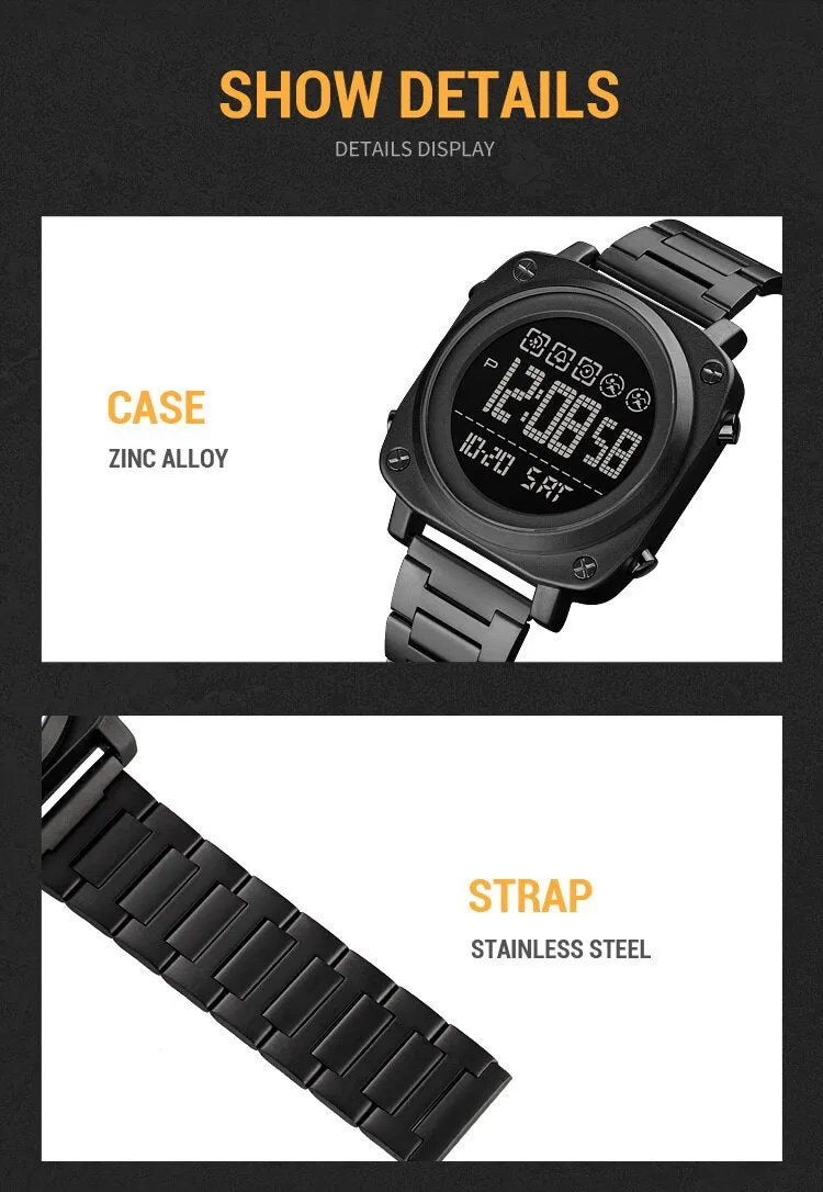 SKMEI 1726 LED Square Watch Mens w/ 30m Waterproof & Luminous