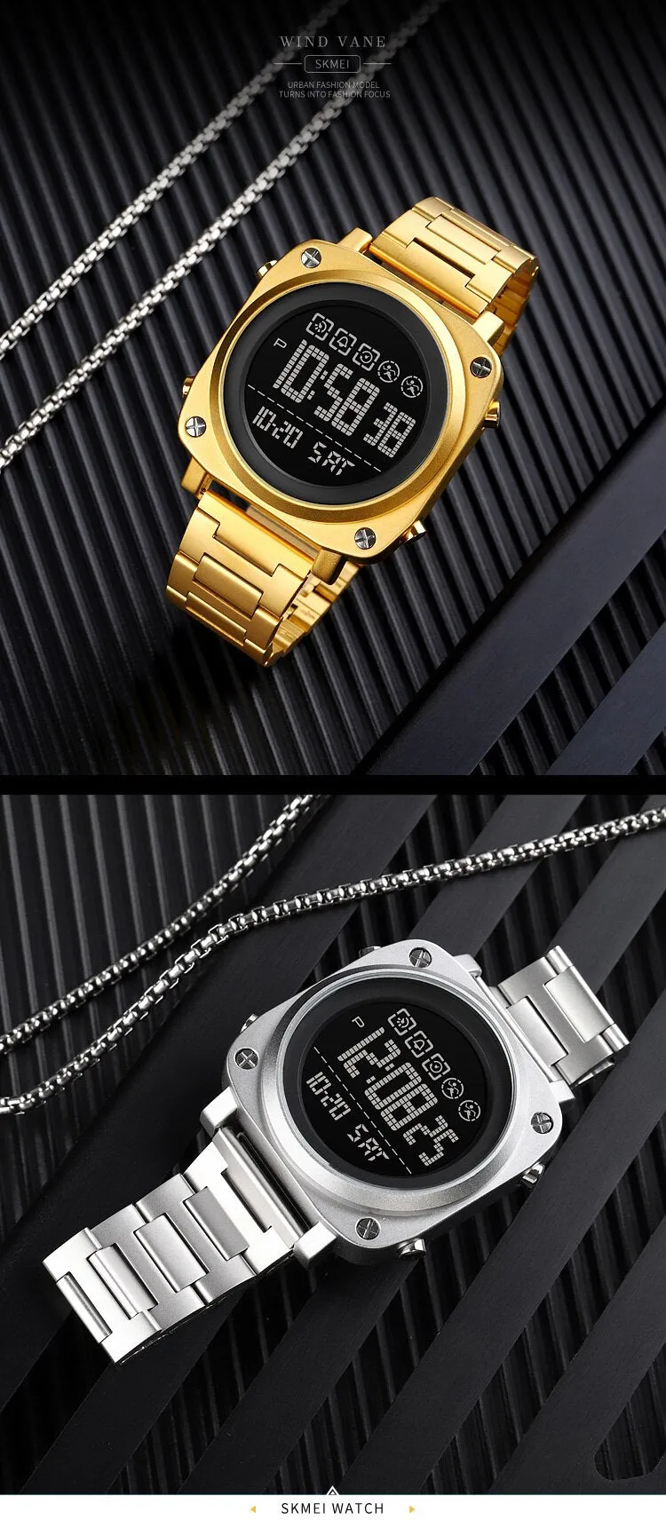 SKMEI 1726 LED Square Watch Mens w/ 30m Waterproof & Luminous