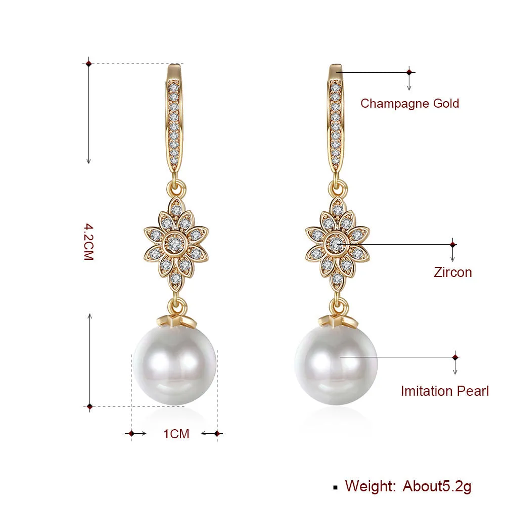 SKMEI LKN013 Pearl Drop Flower Earrings for Ladies