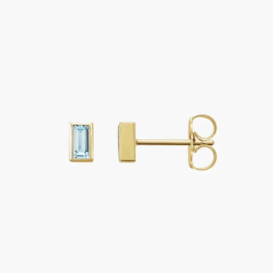 Sky Blue Topaz Baguette Stud