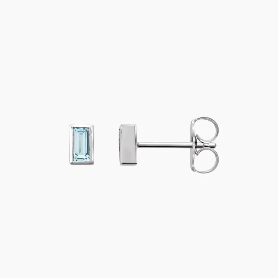 Sky Blue Topaz Baguette Stud