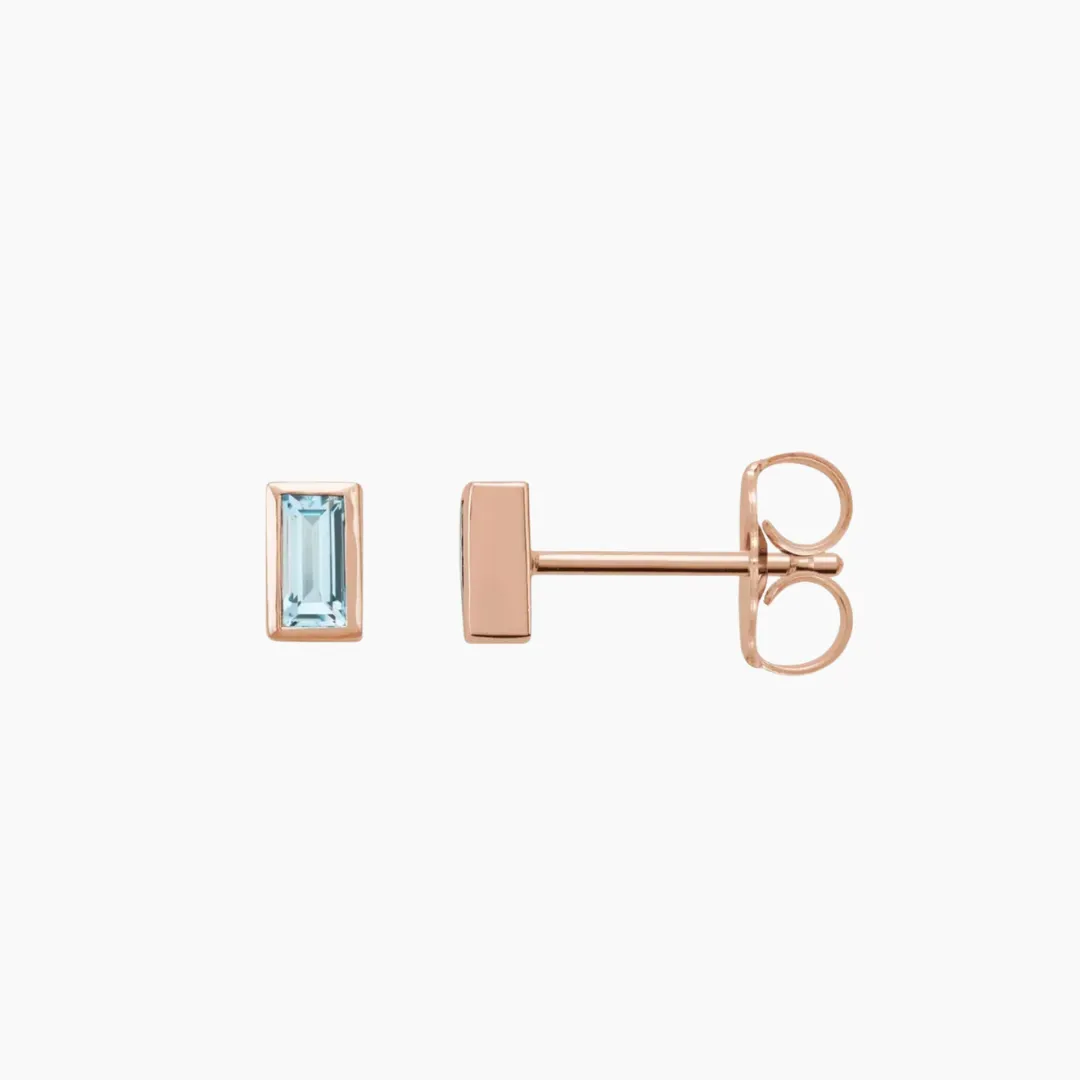 Sky Blue Topaz Baguette Stud