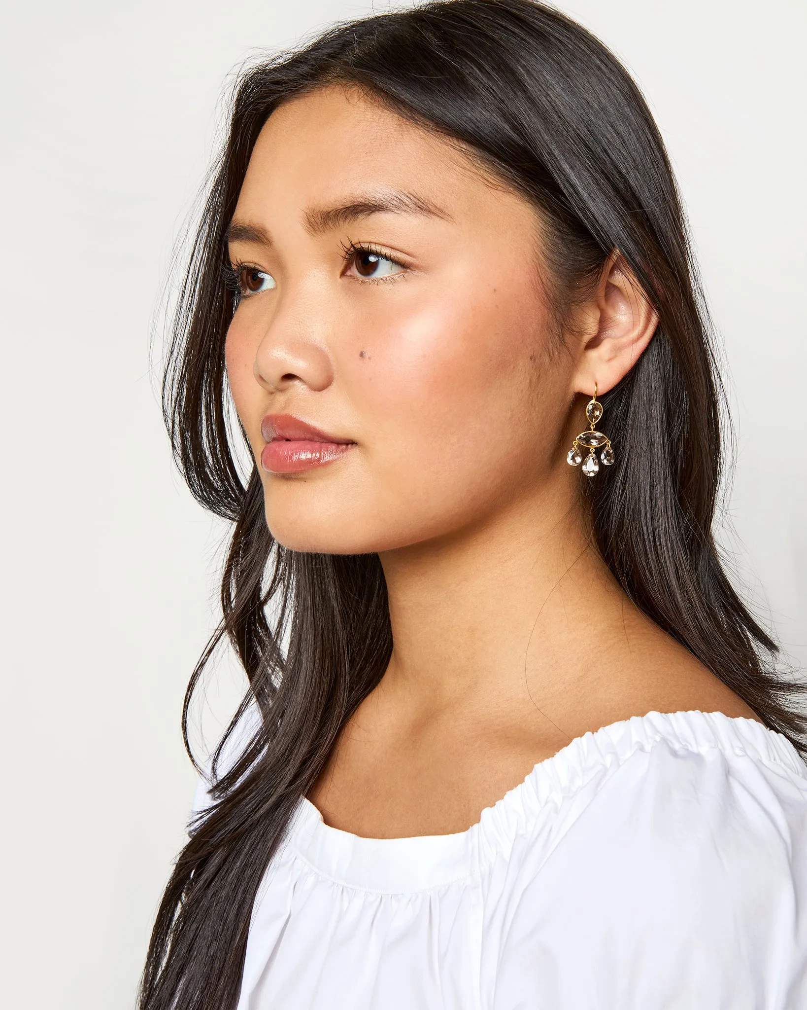 Small Marquise D'Estrées Earrings in Smokey Quartz