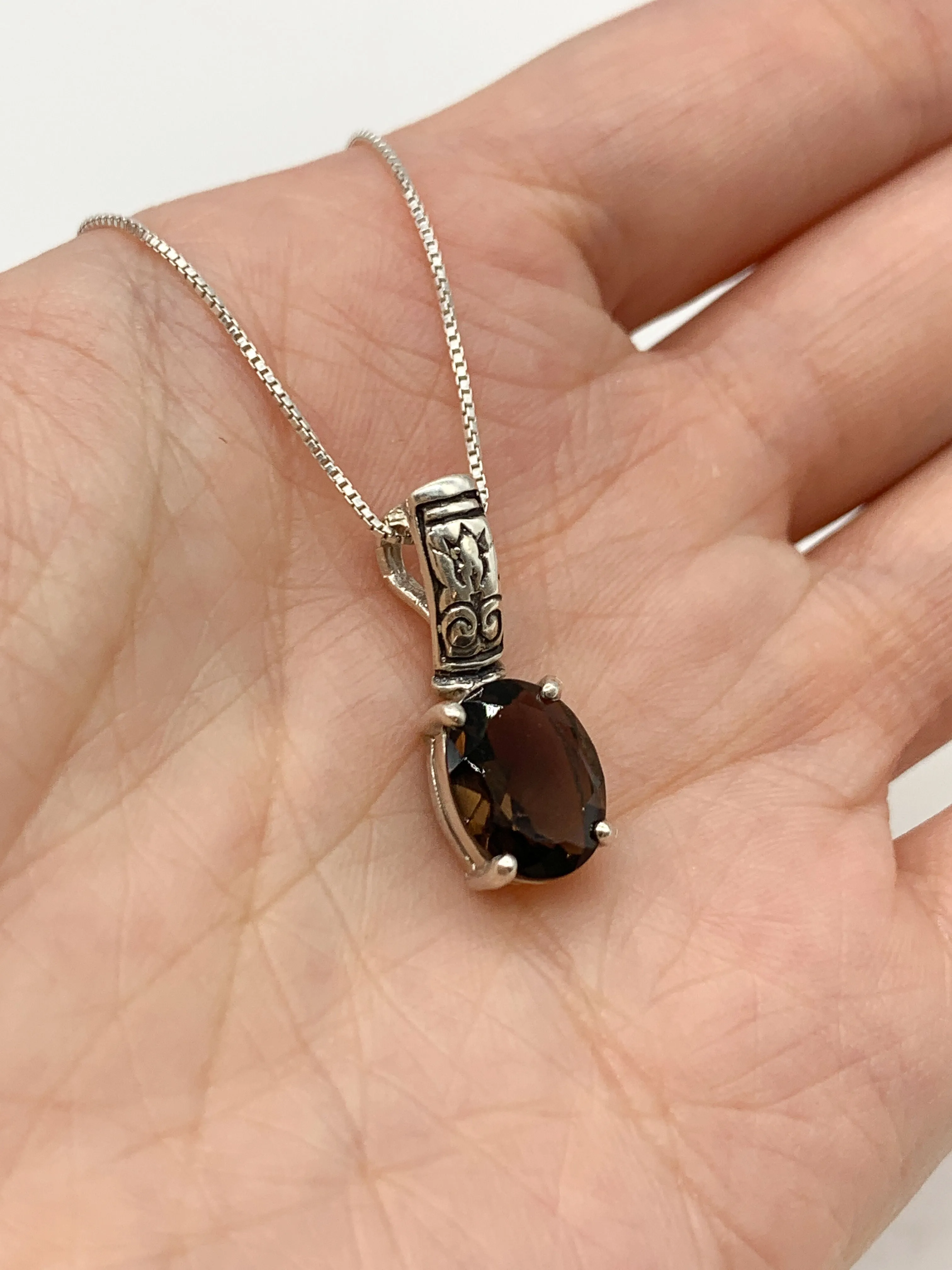 Smoky Topaz Necklace - Natural Smoky Topaz Necklace, Brown Vintage Necklace