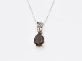Smoky Topaz Necklace - Natural Smoky Topaz Necklace, Brown Vintage Necklace
