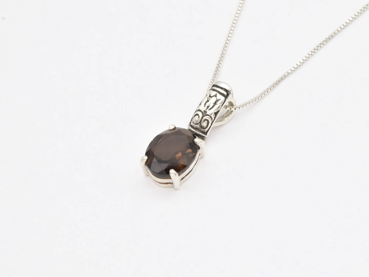 Smoky Topaz Necklace - Natural Smoky Topaz Necklace, Brown Vintage Necklace