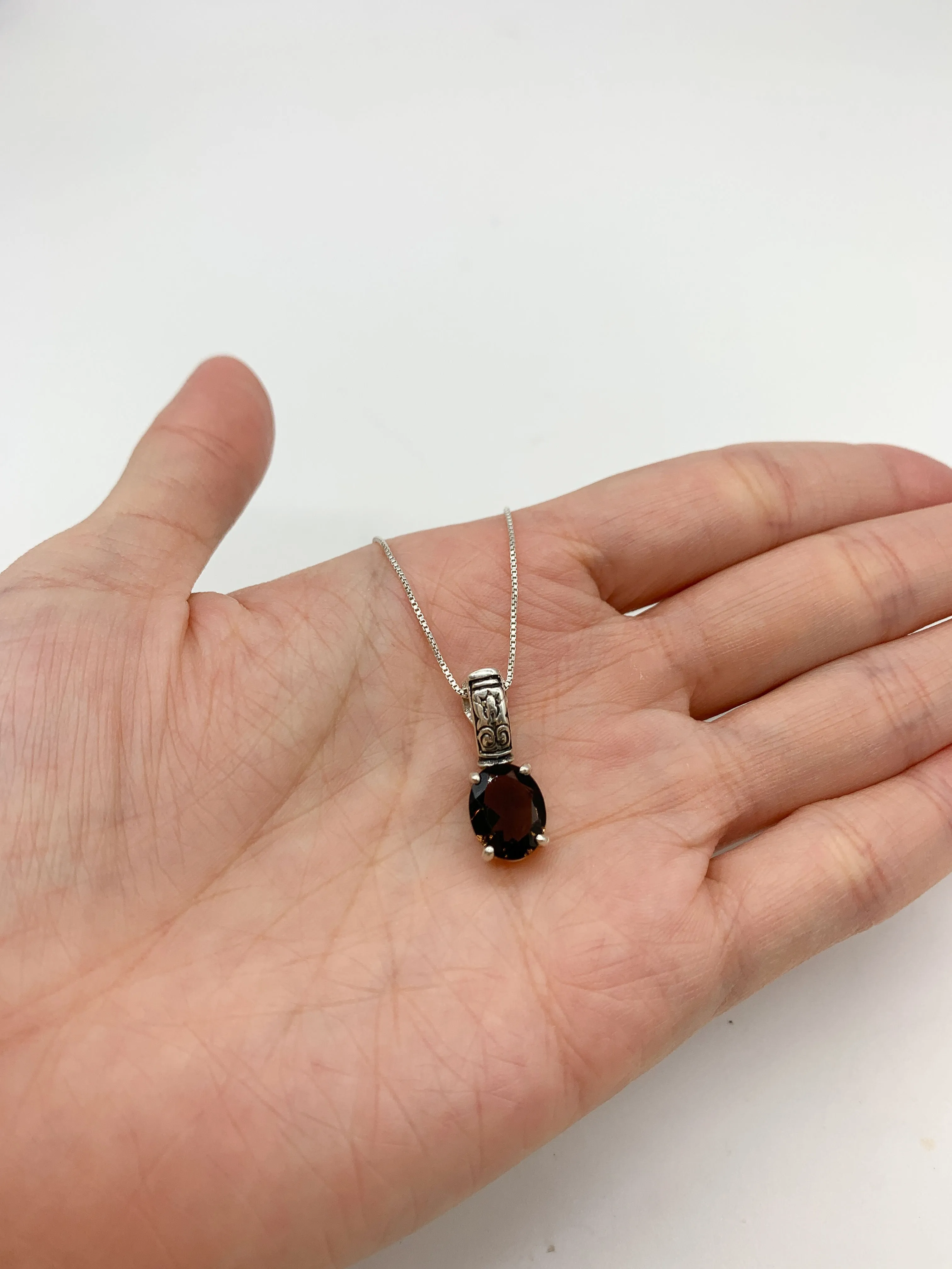 Smoky Topaz Necklace - Natural Smoky Topaz Necklace, Brown Vintage Necklace