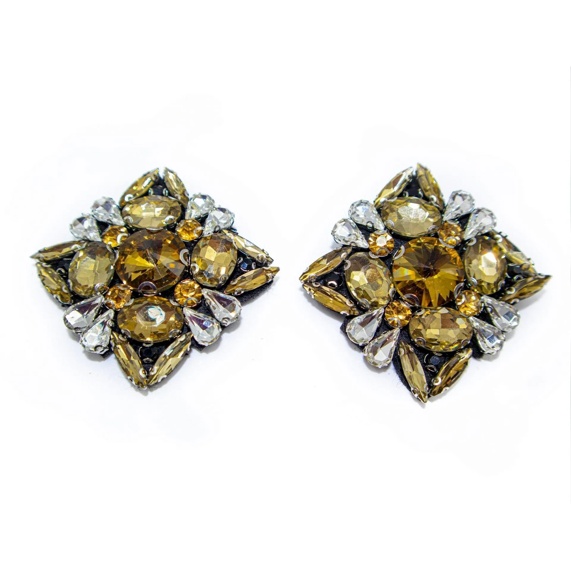Square Yellow Floral Brooch