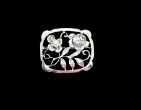 Sterling Silver 1950s Vintage Rose Brooch