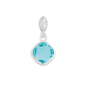 Sterling Silver Checkerboard Cut Blue Topaz Necklace (97577)