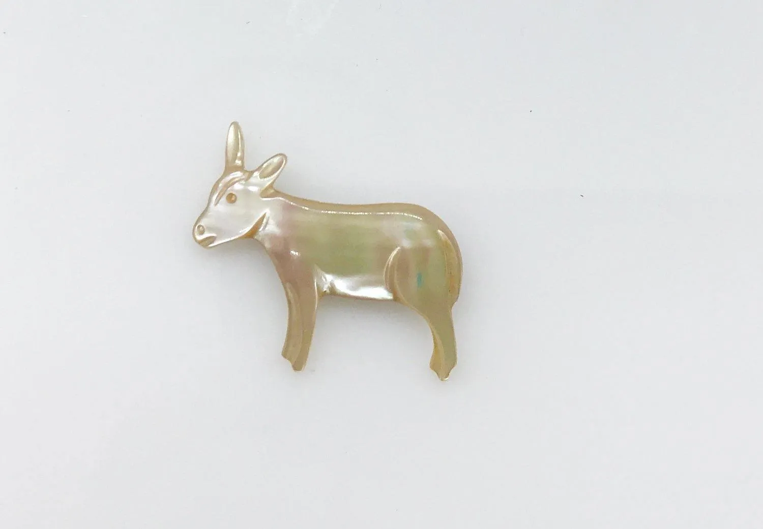 Sweet Vintage Mother of Pearl Donkey Brooch