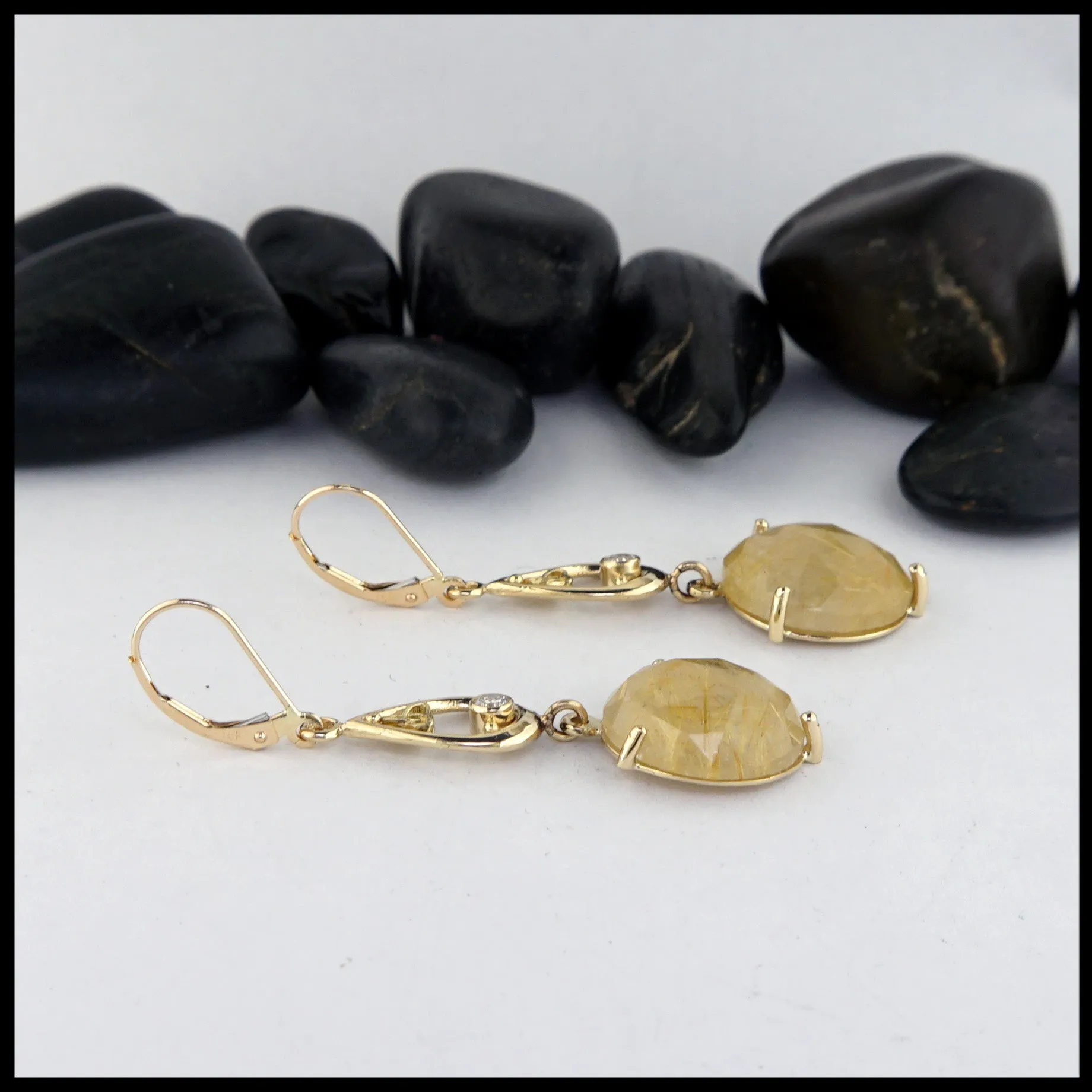 Tear Drop Earrings with Rutilated Quartz
