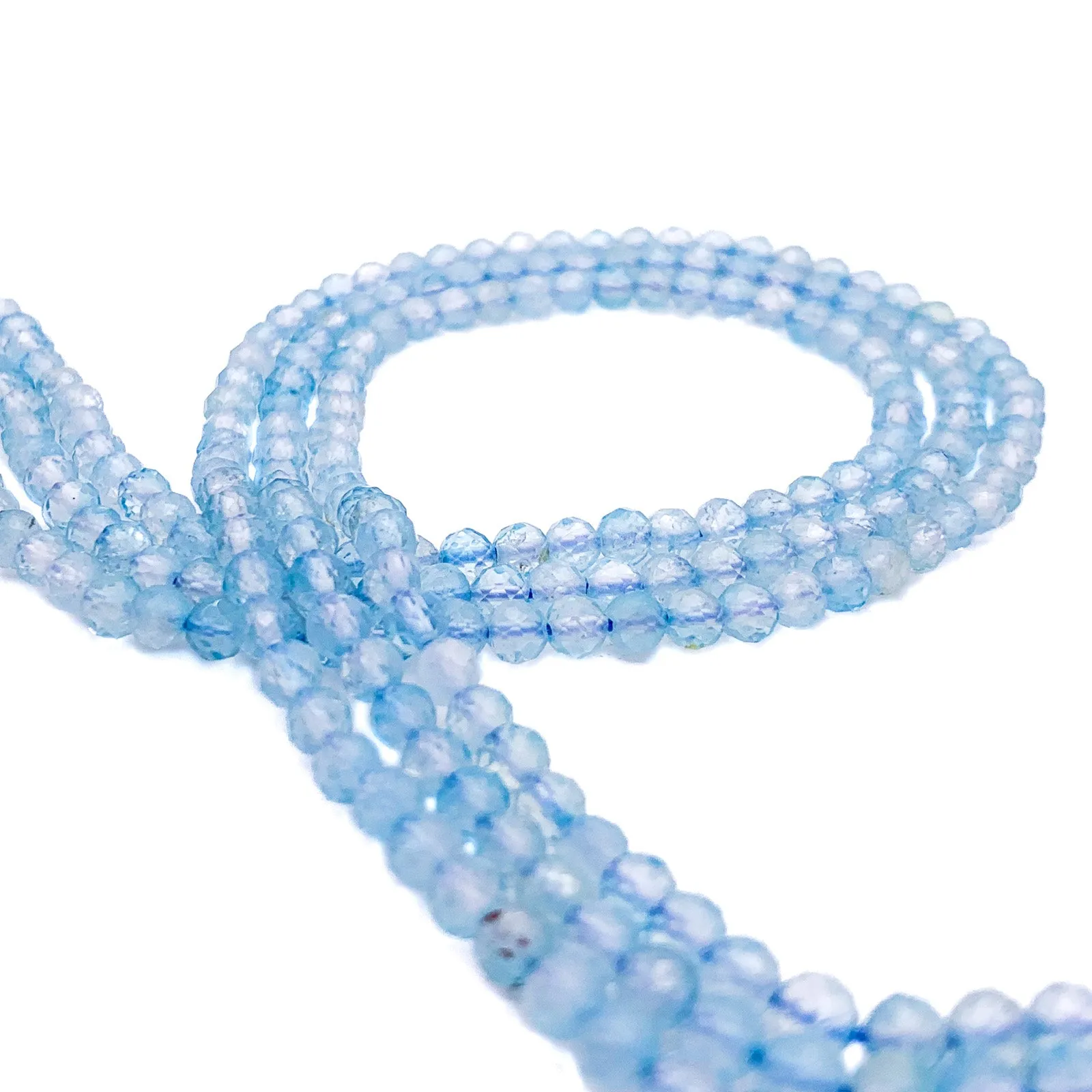 Topaz Swiss Blue 4mm Faceted Round Bead Strand