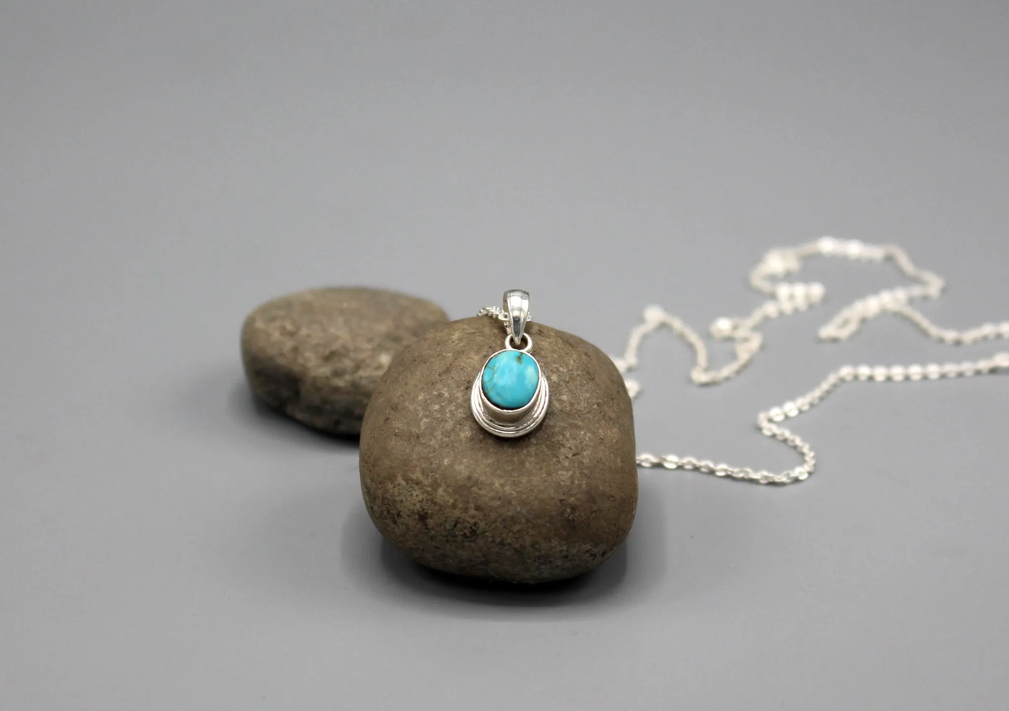 Turquoise Inlaid Sterling Silver Pendant
