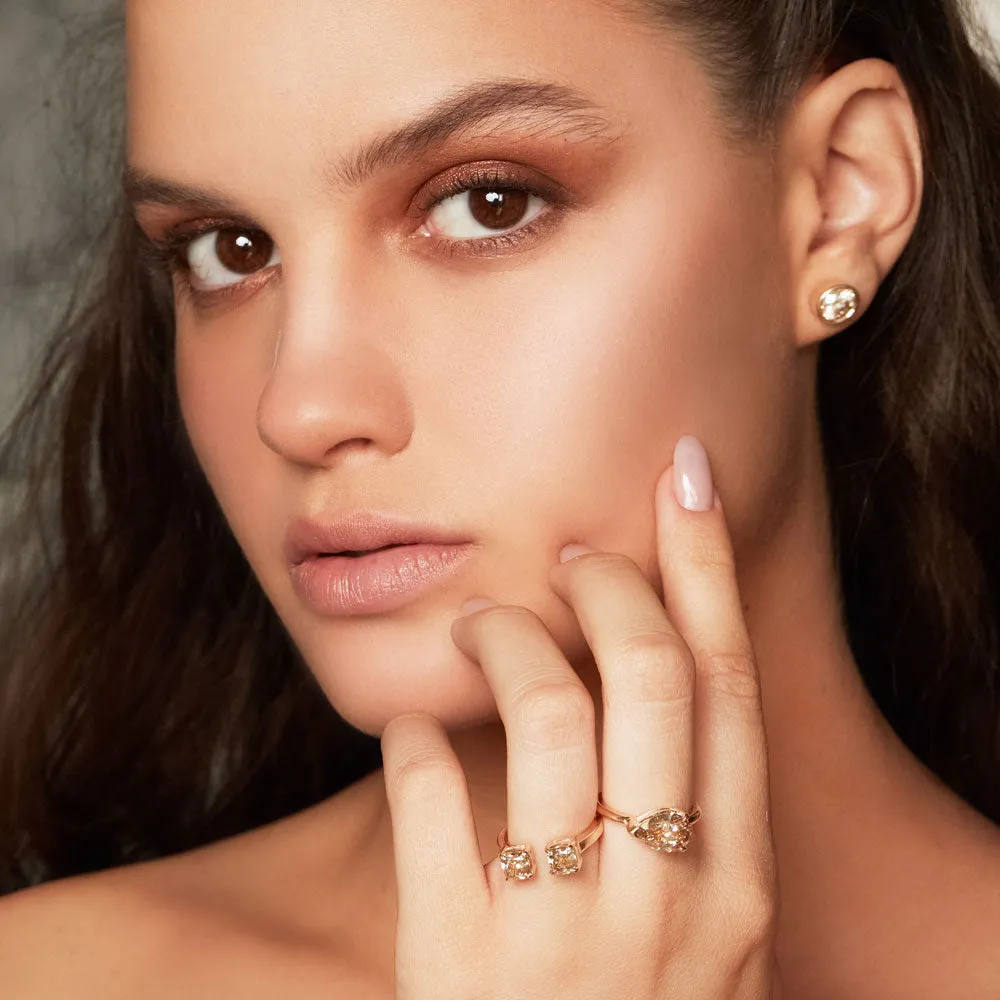 Two Stone Champagne Cushion Ring