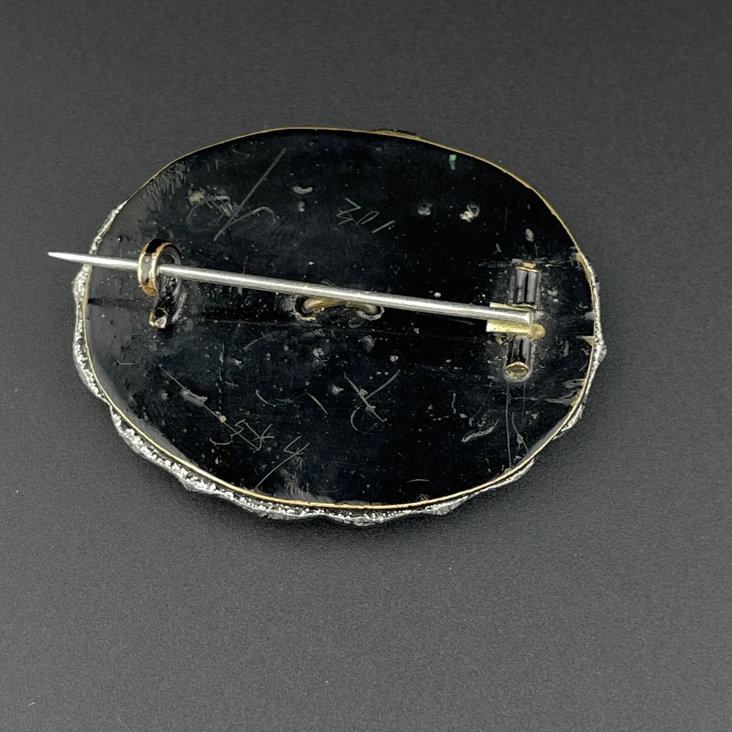 Victorian Large Seed Pearl French Jet Brooch