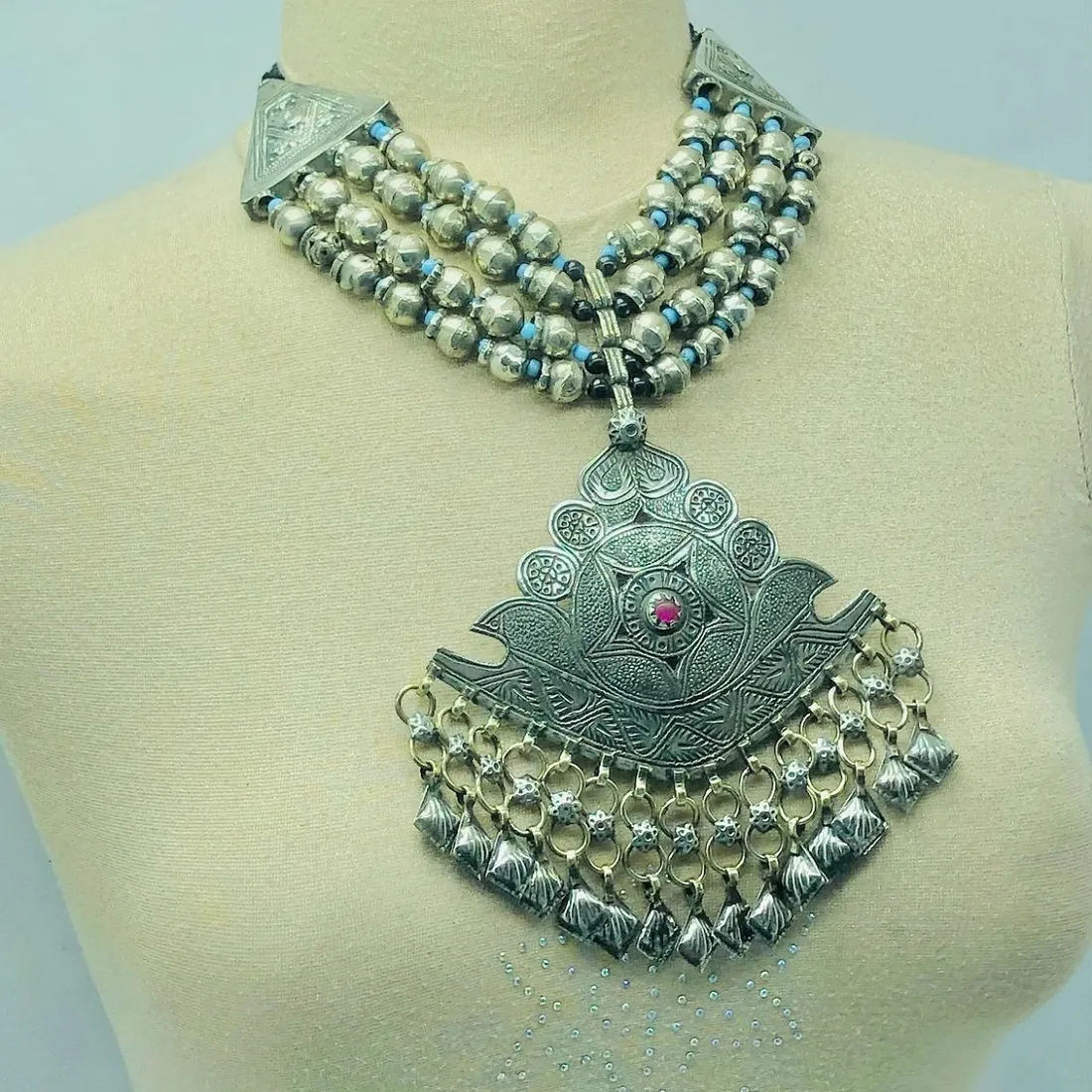Vintage Beaded Necklace With Pendant