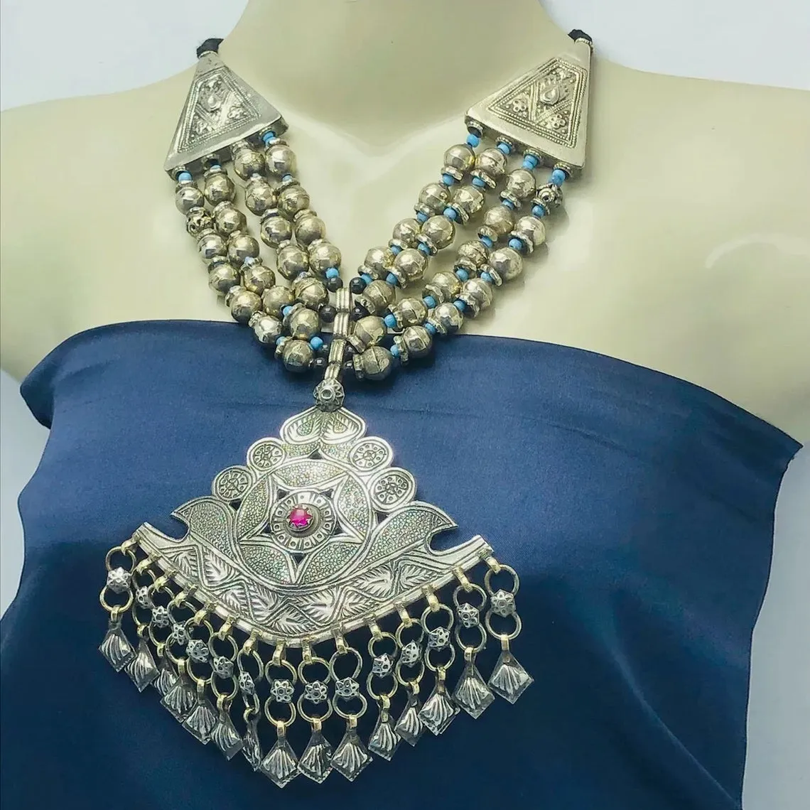 Vintage Beaded Necklace With Pendant