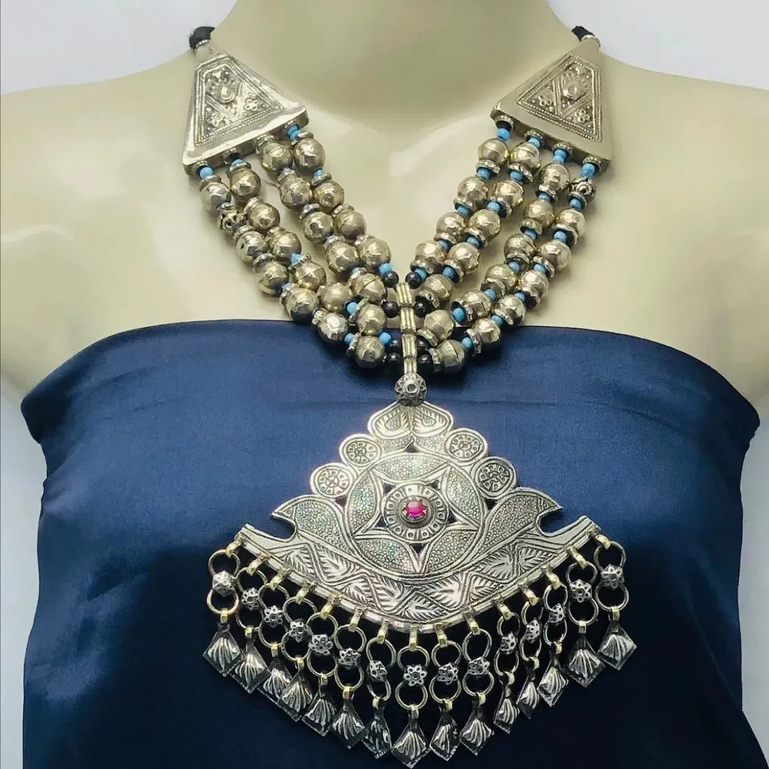 Vintage Beaded Necklace With Pendant
