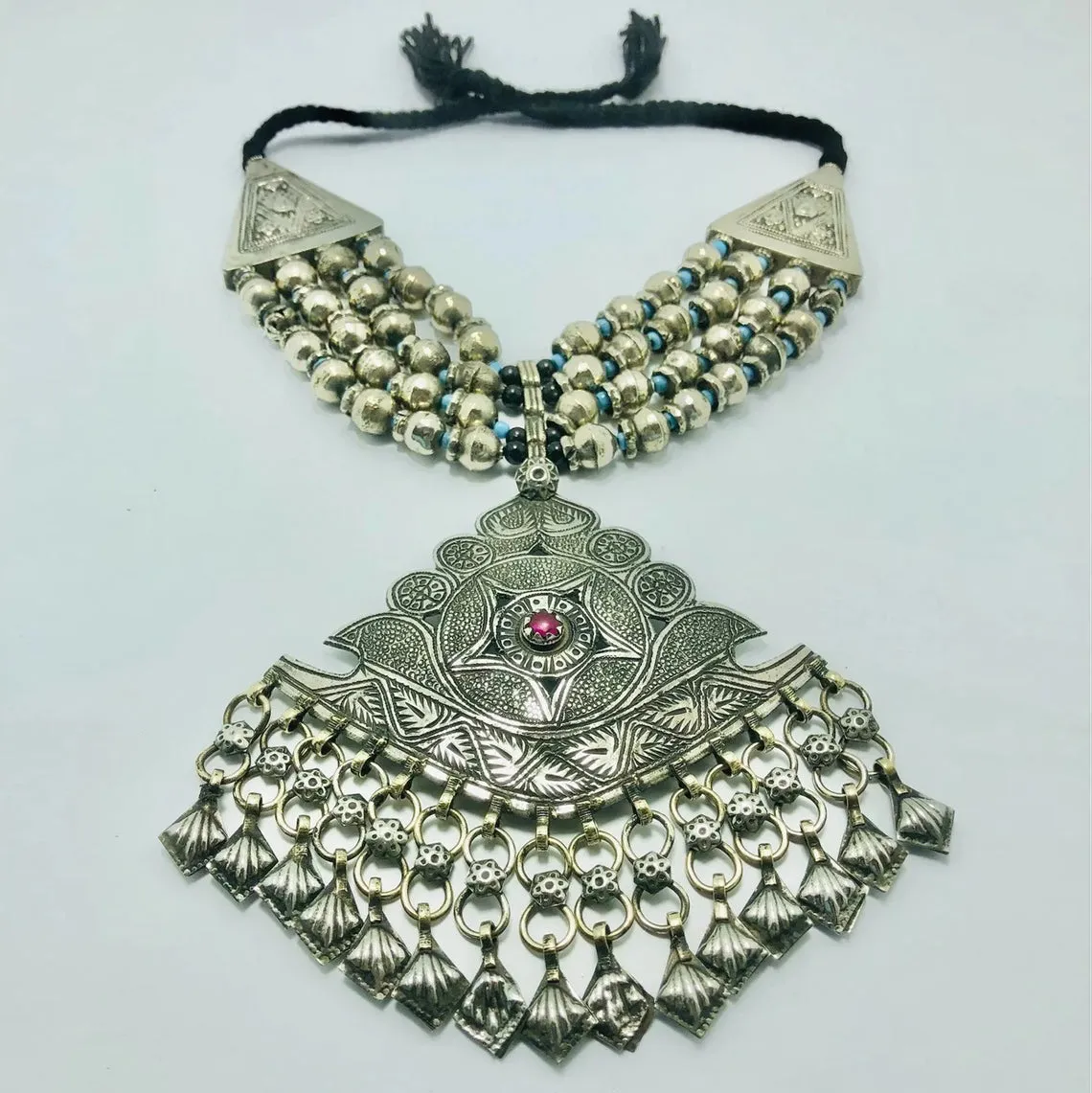 Vintage Beaded Necklace With Pendant