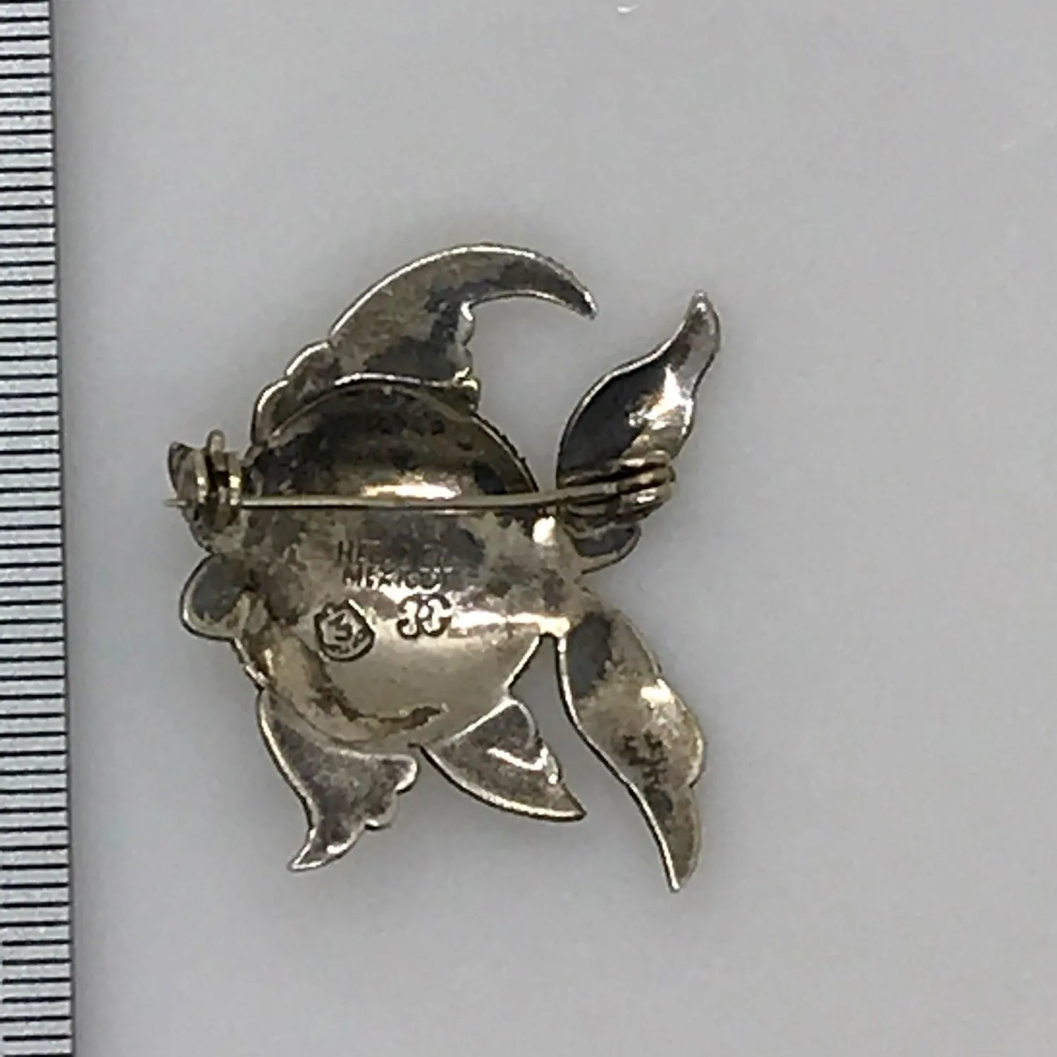 Vintage Detailed Mexican Silver Fish Brooch