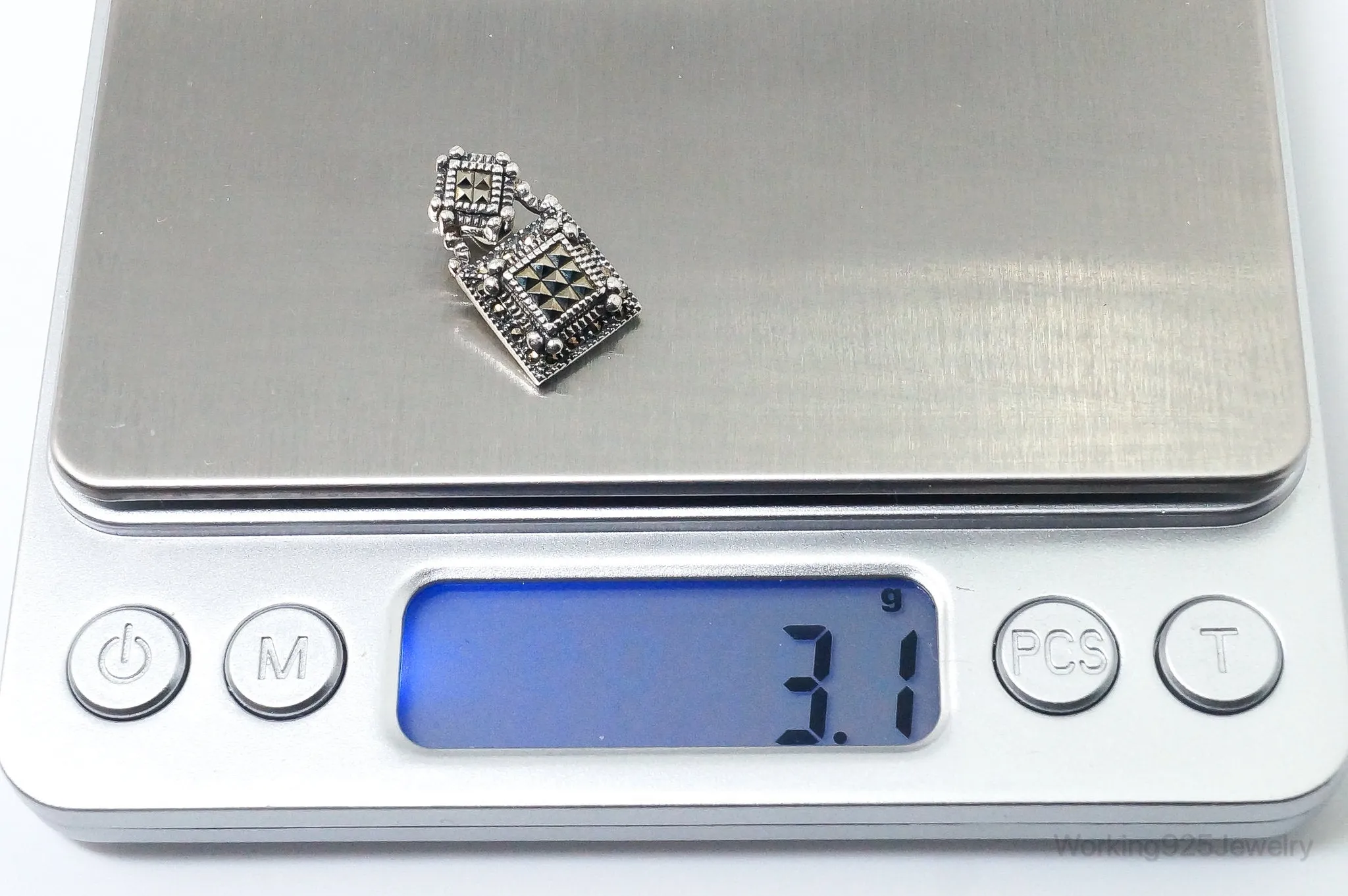Vintage Judith Jack Marcasite Art Deco Sterling Silver Pendant