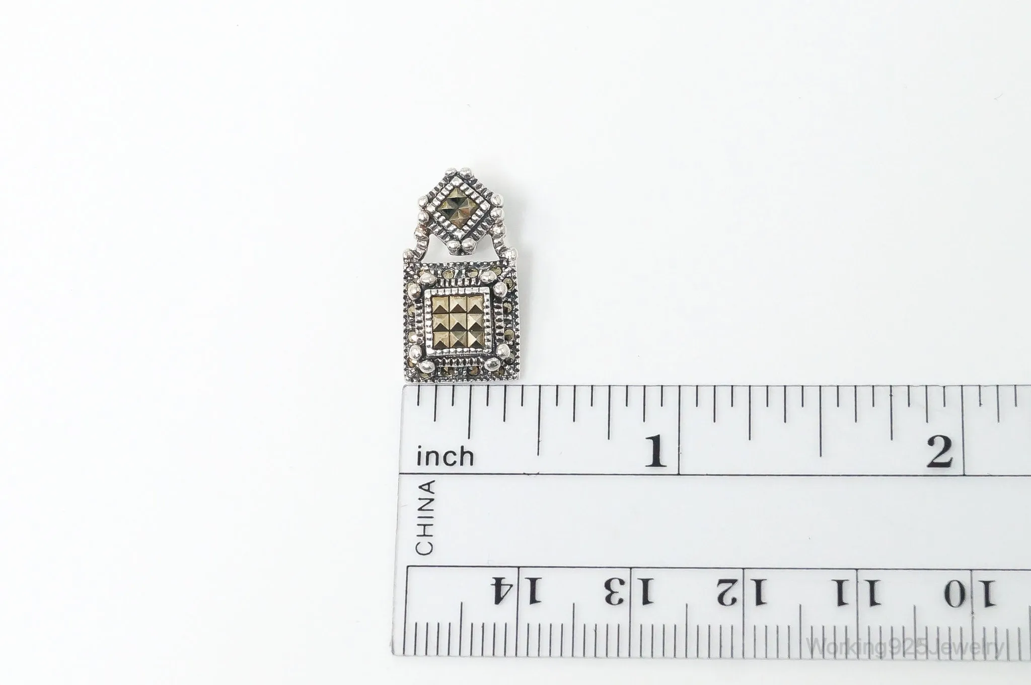 Vintage Judith Jack Marcasite Art Deco Sterling Silver Pendant