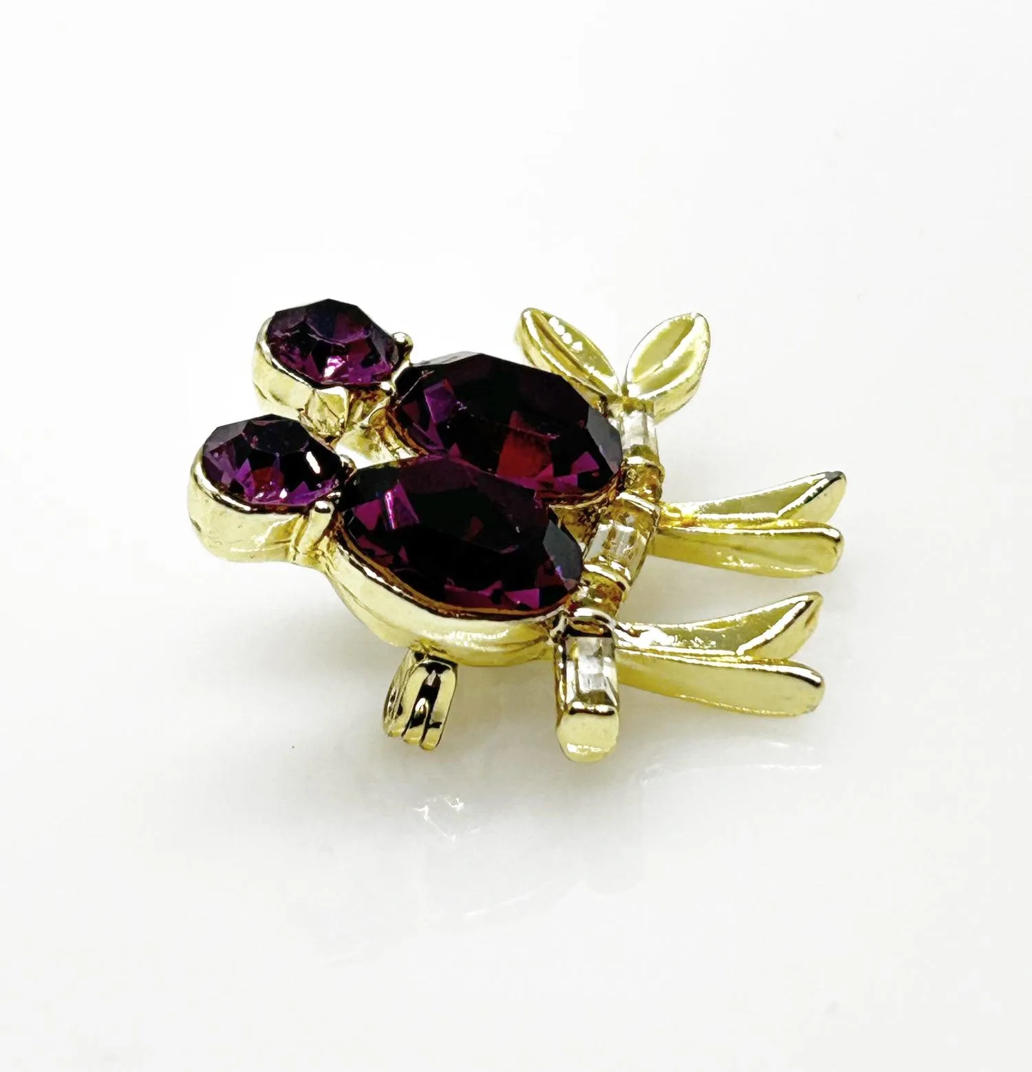 Vintage Lisner Brooch with Cooing Purple Birds