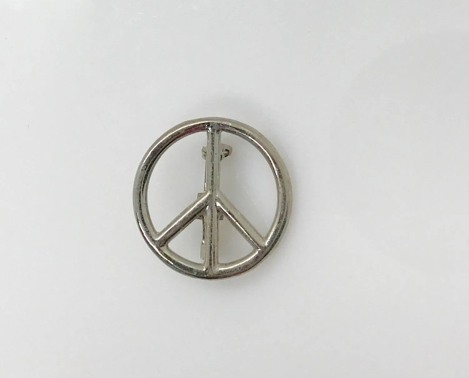 Vintage Silver Peace Sign Pin (1980s)