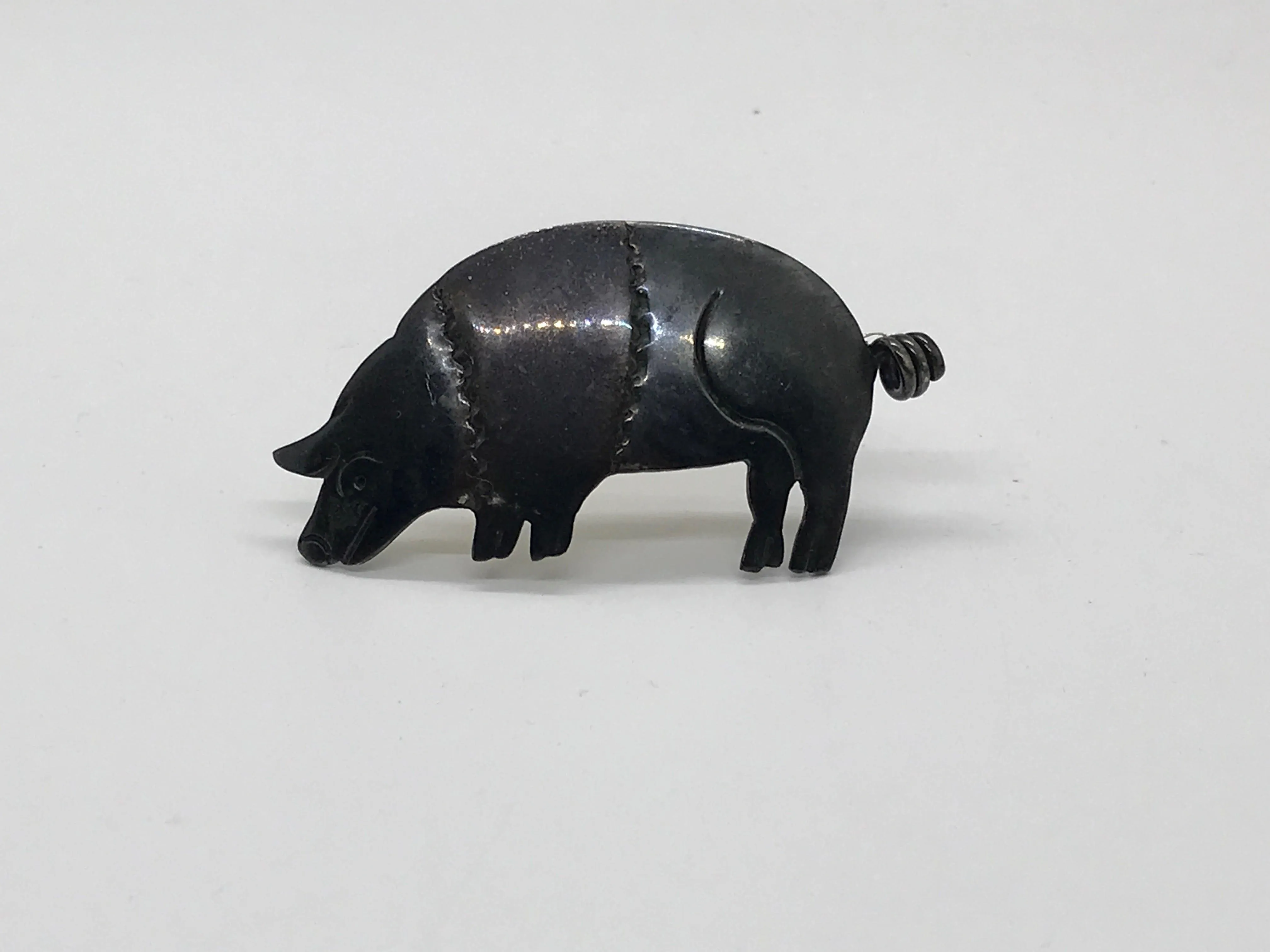 Vintage Sterling Silver Mexico Pig Brooch