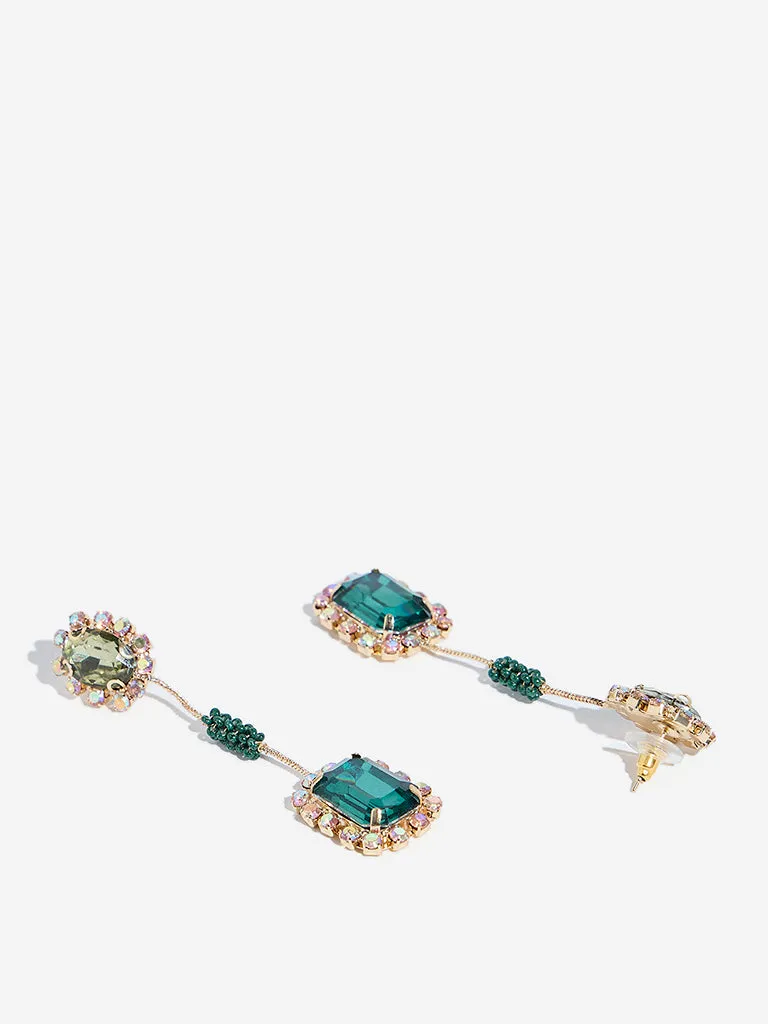 Westside Accessories Green Multi Stone Long Earrings
