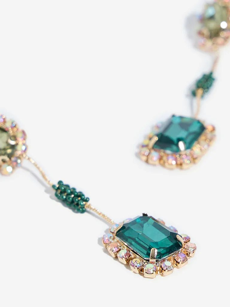 Westside Accessories Green Multi Stone Long Earrings
