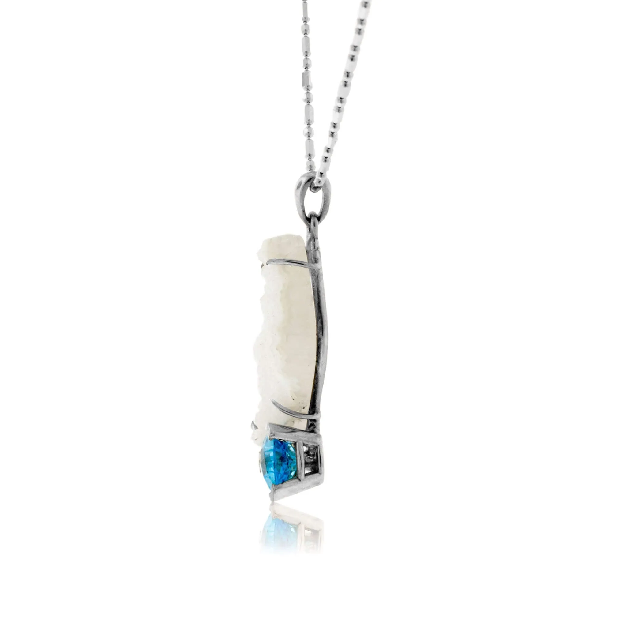 White Druzy and Blue Topaz Necklace