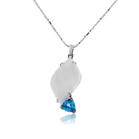 White Druzy and Blue Topaz Necklace