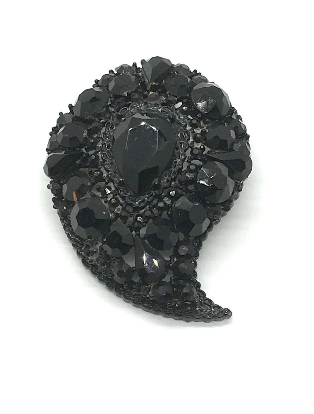 Wonderful Vintage "Art" Black Brooch in Paisley Shape