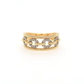 Yellow Gold Diamond Link Wide Ring (I7571)
