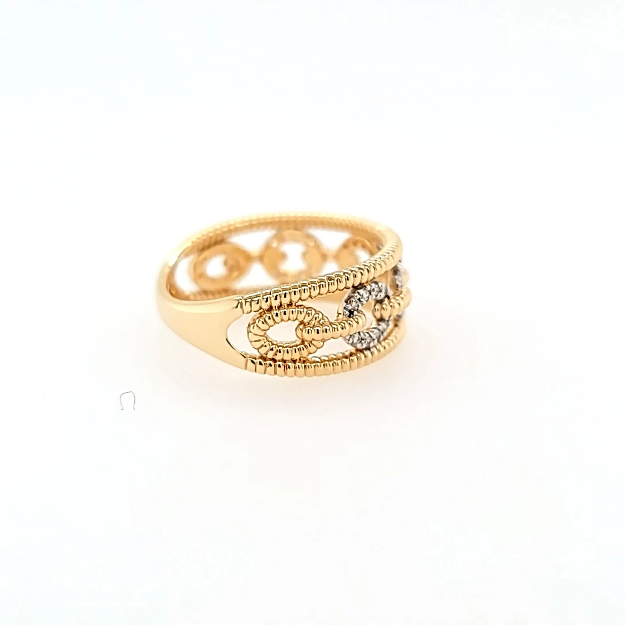 Yellow Gold Diamond Link Wide Ring (I7571)
