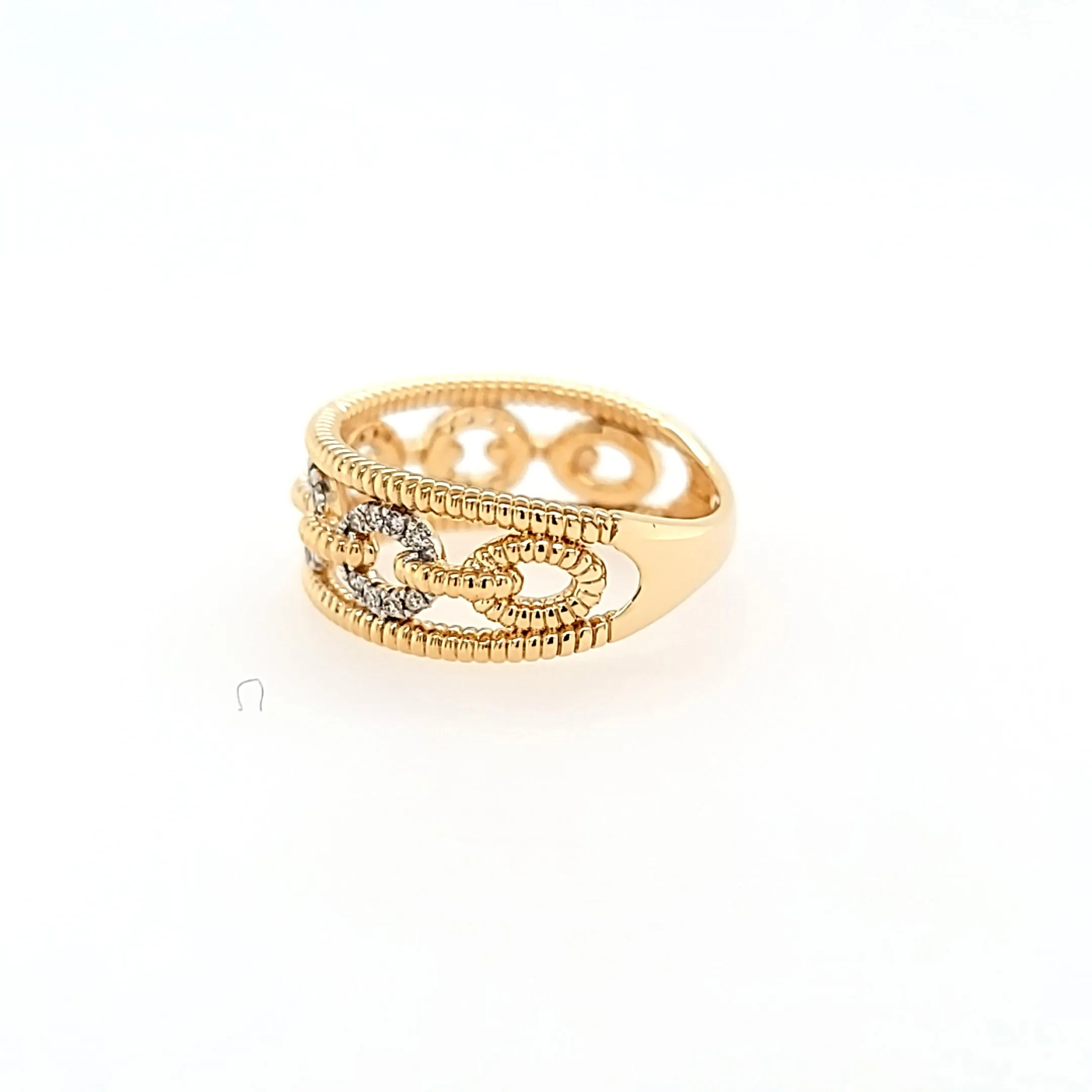 Yellow Gold Diamond Link Wide Ring (I7571)