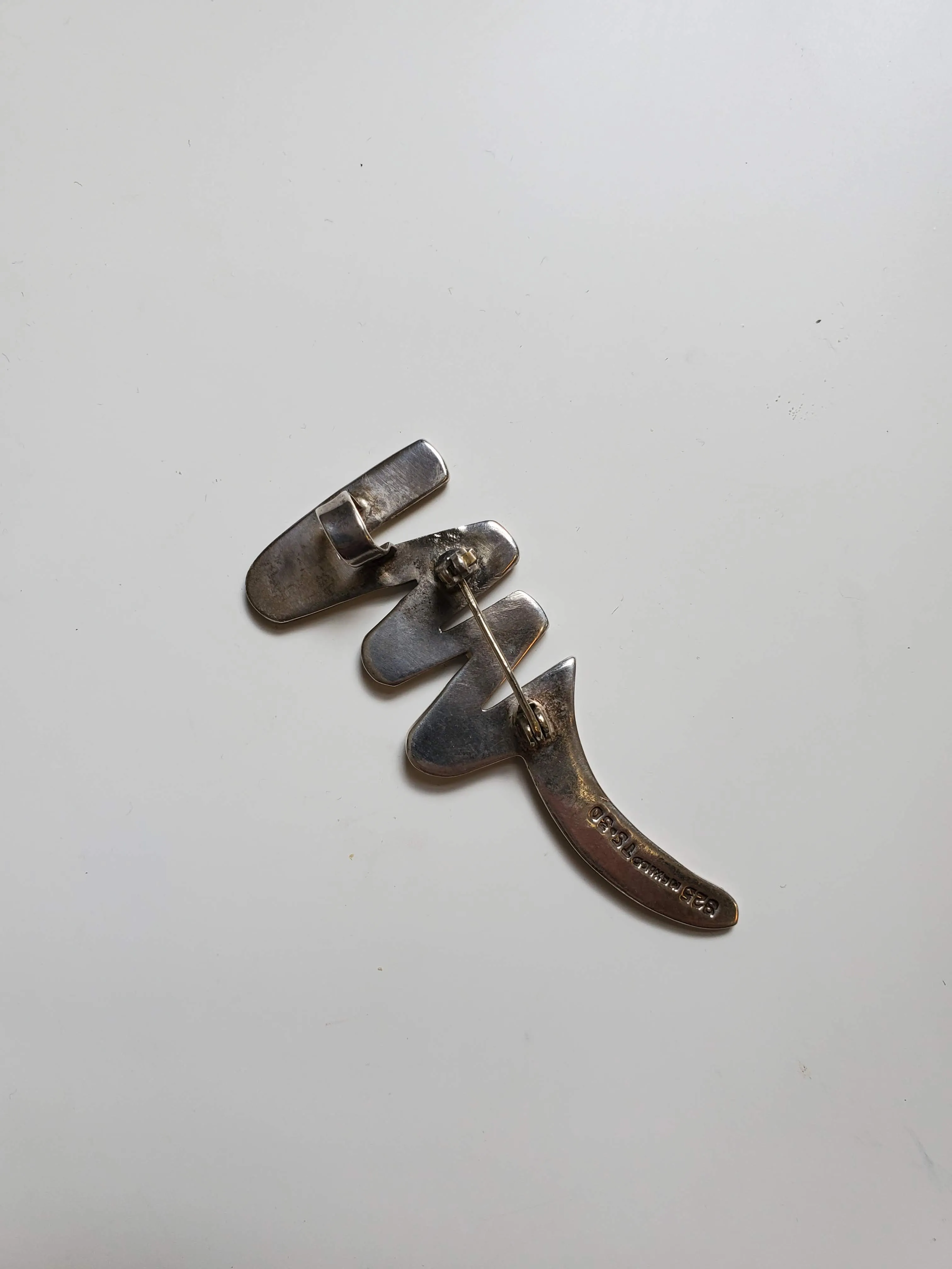 Zig Zag Silver Brooch